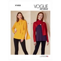 Patron Vogue 1825A - top femme en maille avec col écharpe du 34 au 48 - Vogue - Mondial Tissus
