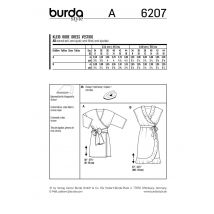 Patron Burda 6207 Robe kimono portefeuille arrondie et volantée avec ceinture nœud ruban - du 36 au 46 - Burda - Mondial Tissus