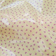 Tissu enduit brillant jaune imprimé mini coeurs lilas - AU MAISON - A.U Maison - Mondial Tissus