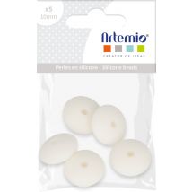 Lot 5 perles silicone soucoupe 12mm blanc - Artemio - Mondial Tissus