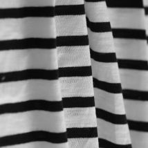 Tissu maille Jersey coton Rayures noir blanc