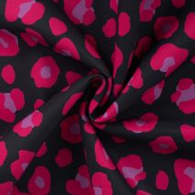 Tissu Softshell imprimé léopard rose - Mondial Tissus