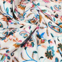 Coupon 3m voile de coton imprimé fleurs aquarellées - Promod Couture - Promod Couture - Mondial Tissus