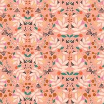 Tissu popeline de coton Dashwood motifs feuillage rose