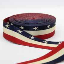 Ruban sangle 38 mm imprime drapeau americain - Mondial Tissus