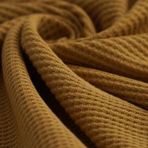 Maille nid d'abeille coton polyester camel - Mondial Tissus