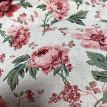 Tissu cretonne imprimé fleur romantique rose - Mondial Tissus