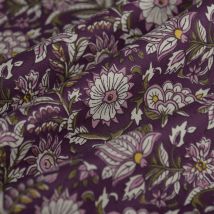 Tissu cretonne safran prune - MT - Mondial Tissus