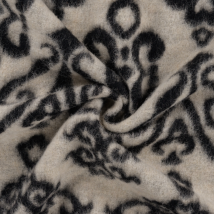 Tissu Lainage  folklo noir écru - Mondial Tissus