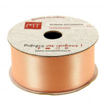 Bobine ruban satin rose pêche 4m X 25 mm - MT - Mondial Tissus