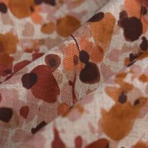 Tissu toile effet lin aquarelle de fleurs - MT - Mondial Tissus