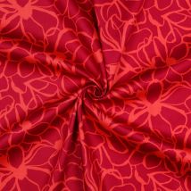 Tissu satin de coton Magnolia magenta et orange - Nerida Hansen - Nerida Hansen - Mondial Tissus