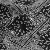 Tissu satin polyester Bandana noir - Mondial Tissus