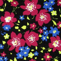 Tissu viscose grosses fleurs multicolores - Mondial Tissus