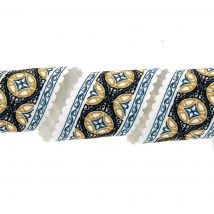 Élastique géométrique bleu - 60mm - Mondial Tissus