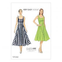 Patron Vogue 9182E5 - robe à bretelles boutonnée au devant du 42 au 50 - Vogue - Mondial Tissus