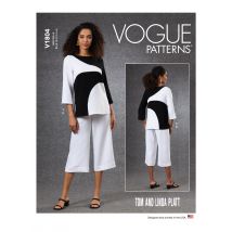 Patron Vogue 1804F5 - ensemble tunique à coutures asymétrique et pantalon court femme du 44 au 52 - Vogue - Mondial Tissus