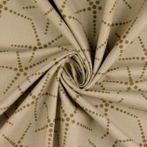 Toile coton imprimée étoile pointillée beige - Mondial Tissus