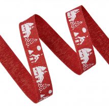 Ruban lurex noel cottage rouge - Mondial Tissus