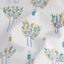 Tissu coton blanc arbres en fleurs
