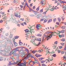Coupon 3m voile coton inde rose paisley romantique - Promod Couture