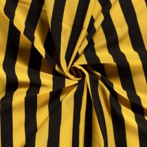 Tissu burlington grosses rayures jaunes noires - Mondial Tissus