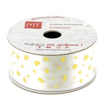 Bobine ruban satin taches dorées 3,50 m 25 mm - MT - Mondial Tissus
