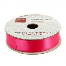 Bobine ruban satin fuchsia 13 mm - MT - Mondial Tissus
