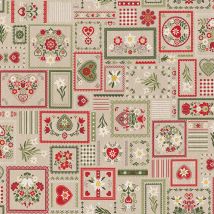 Tissu bachette Linenlook patchwork montagne - Mondial Tissus