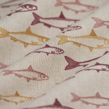 Tissu bachette linen look poisson multicolore - MT - Mondial Tissus