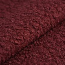 Tissu lainage polyester bouclette prune - Mondial Tissus