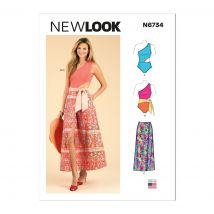Patron New look 6734 maillot de bain et jupe portefeuille du 36 au 48 - Newlook - Mondial Tissus