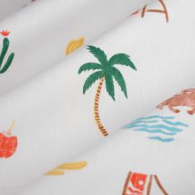Tissu popeline coton mix mer multicolore écru - Mondial Tissus