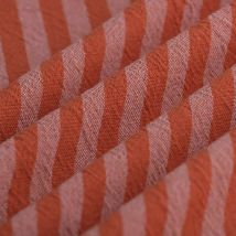 Tissu tissé teint crinkle rayure rose rouge - MT - Mondial Tissus