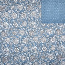 Tissu matelassé boutis imprimé fleur indienne bleu 270 cm - Mondial Tissus
