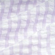 Tissu seersucker Vichy mauve - Mondial Tissus