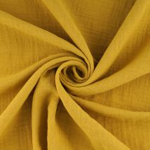 Tissu à draps double gaze ocre - MT - Mondial Tissus