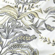 Tissu bachette slub imprimé jolie plante kaki - Mondial Tissus