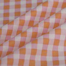Tissu cretonne vichy Kavia rose orange - MT - Mondial Tissus