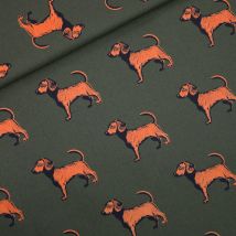 Tissu gabardine coton Doggies vert des bois - See You At Six - See You at Six - Mondial Tissus