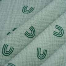 Tissu double gaze arc-en-ciel vert sauge - MT - Mondial Tissus