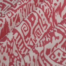 Tissu popeline coton bio Ikat blanc fuchsia - MT - Mondial Tissus