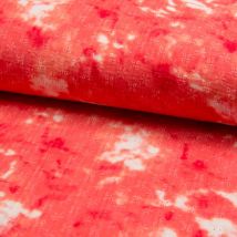 Tissu Double gaze brodée effet tie and dye corail - Mondial Tissus
