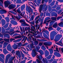 Tissu satin de coton Magnolia bleu et rose - Nerida Hansen - Nerida Hansen - Mondial Tissus