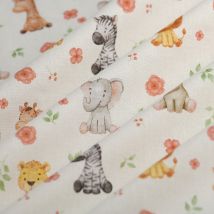 Tissu cretonne dig animo floral multicolore - MT - Mondial Tissus