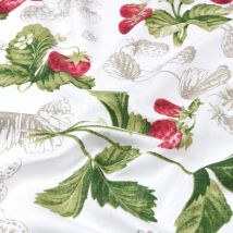 Tissu bachette slub enduit imprimé fruit des bois rouge - Mondial Tissus