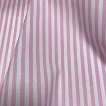 Tissu cretonne imprimé rayé blanc rose - Mondial Tissus
