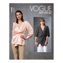 Patron Vogue 1680E5 - top avec devant avec plis et fronces du 42 au 50 - Vogue - Mondial Tissus
