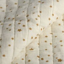 Tissu matelassé double gaze étoile camel - MT - Mondial Tissus