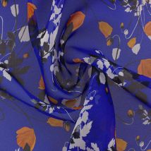 Tissu Liberty soie bleu fleurs